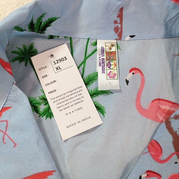 India Boutique Pink Flamingo Hawaiian Shirt XL NWT Tropical Button Up - Picture 6 of 11